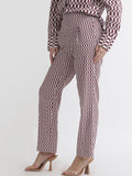 RAREISM Geometric Printed Slim Fit High-Rise Cotton Parallel Trousers