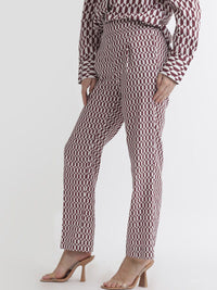RAREISM Geometric Printed Slim Fit High-Rise Cotton Parallel Trousers
