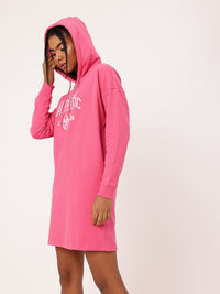 DressBerry Varsity Cool Printed Hooded T-shirt Dress