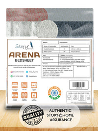 Story@home Grey & Red Geometric 180 TC Queen Bedsheet with 2 Pillow Covers