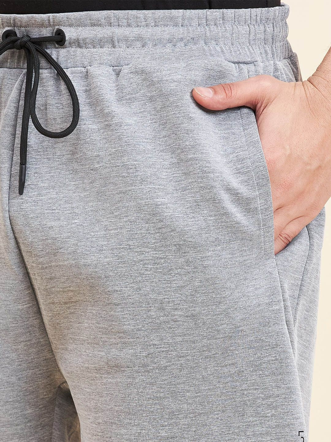 Sweet Dreams Men Grey Melange Mid-Rise Lounge Shorts
