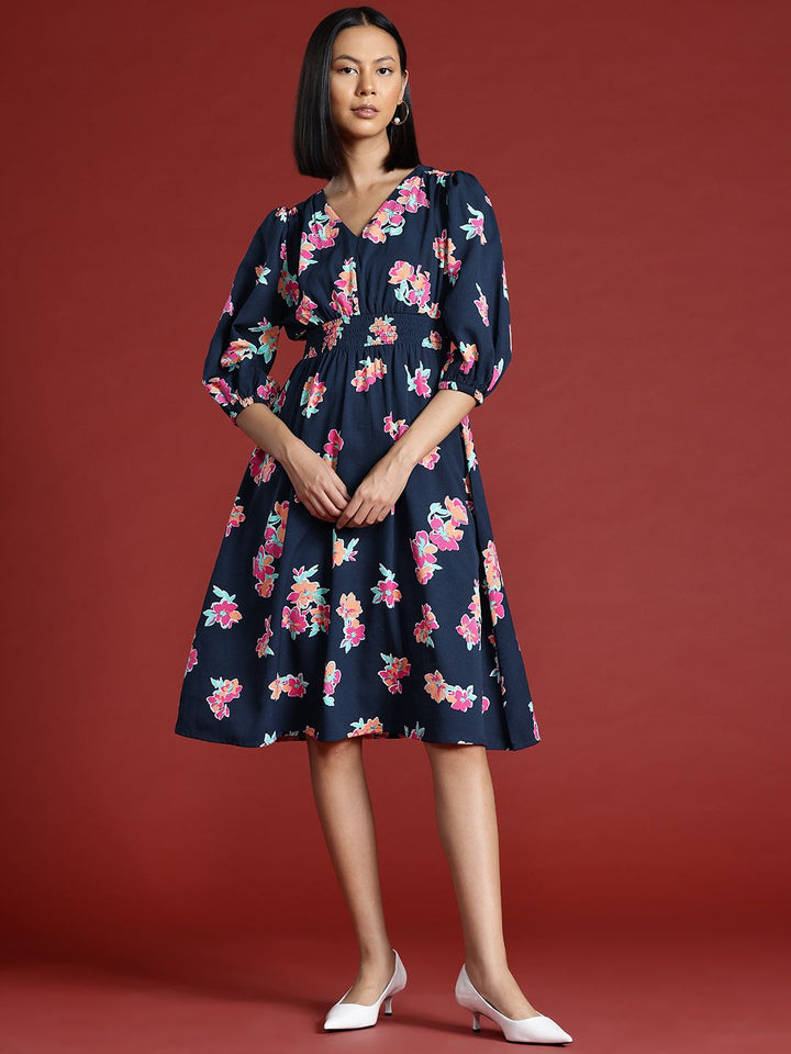 all about you Floral Printed Midi Fit & Flare Dress