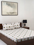 BOMBAY DYEING Cardinal Green Floral Printed Cotton 120 TC Queen Bedsheet Set 2.54 x 2.24m