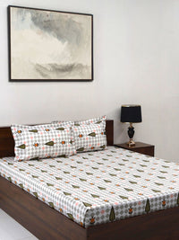 BOMBAY DYEING Cardinal Green Floral Printed Cotton 120 TC Queen Bedsheet Set 2.54 x 2.24m