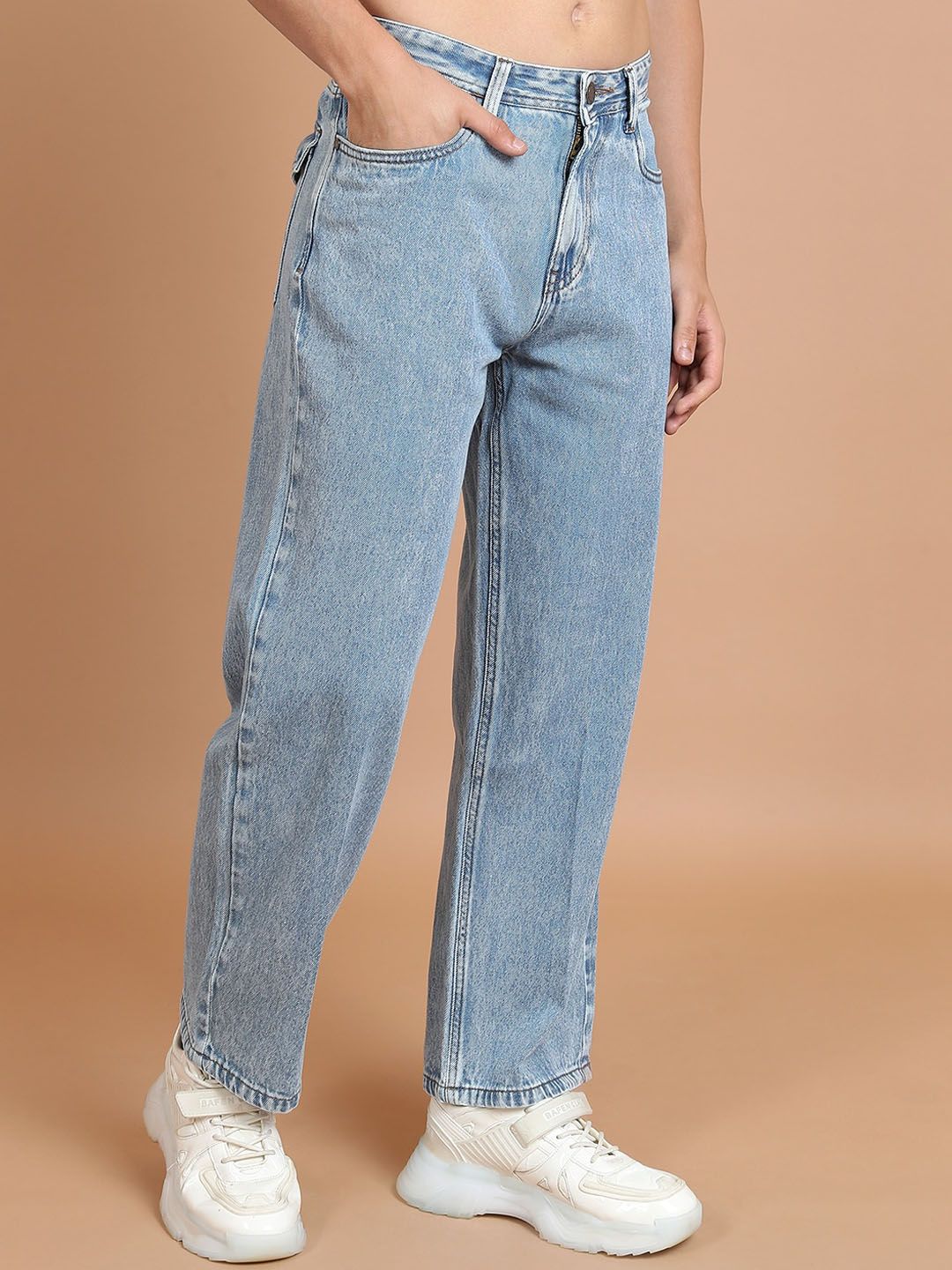 HIGHLANDER Men Blue Wide Leg Mid-Rise Cotton Jeans