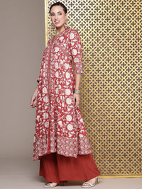 House of Pataudi Jashn Ethnic Motifs Foil Printed A-Line Kurta With Palazzos & Dupatta