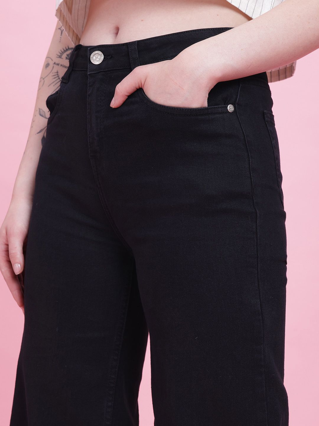 DressBerry Women Mid-Rise Wide Leg Stretchable Jeans