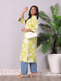 Varanga Women Floral Printed Flared Sleeves Sequinned Kurta