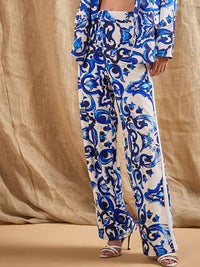 SASSAFRAS Women Ethnic Motifs Printed Relaxed Straight Leg Straight Fit High-Rise Trousers