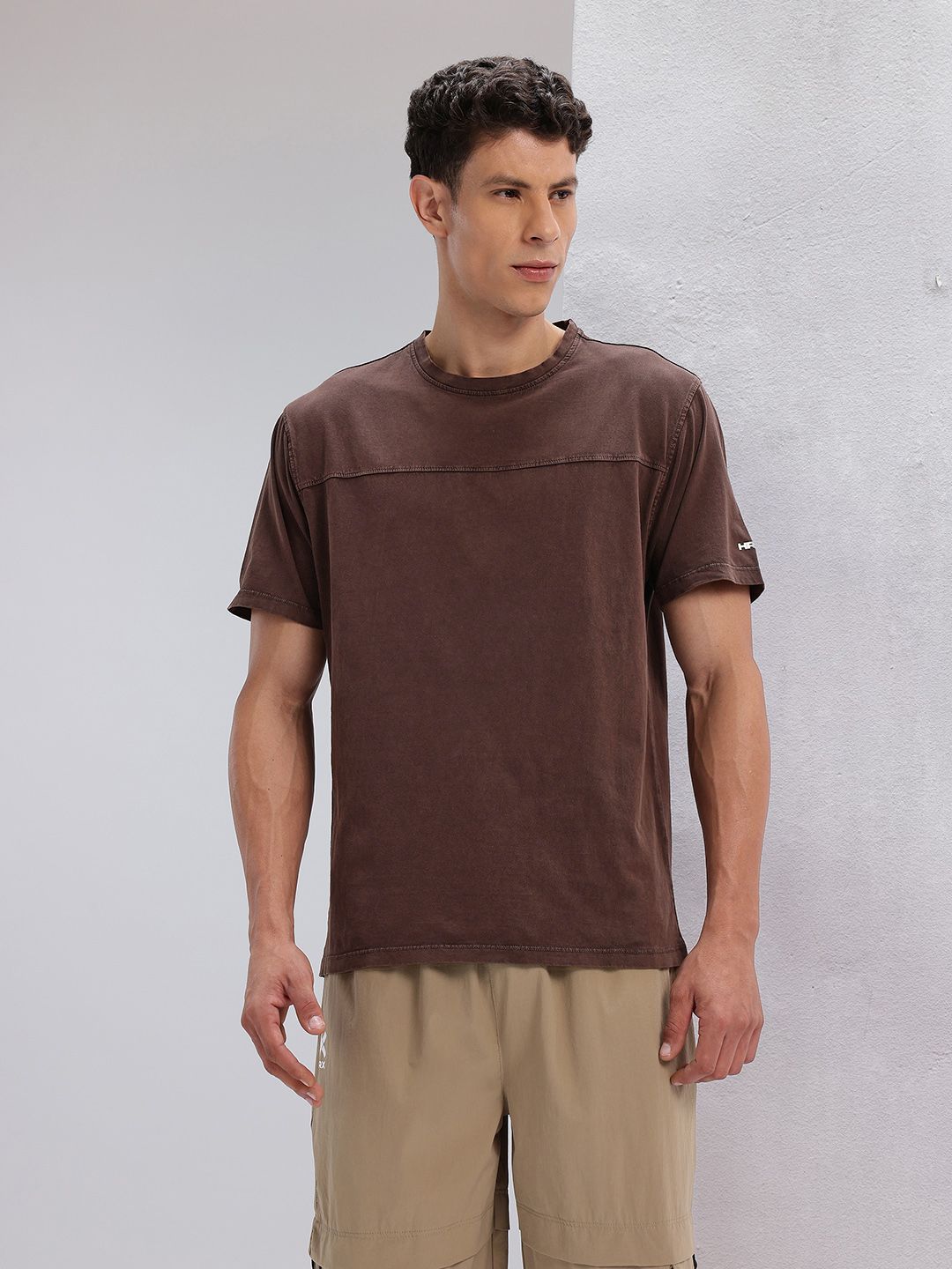 HRX by Hrithik Roshan Solid Drop-Shoulder Sleeves Pure Cotton Lifestyle T-shirt