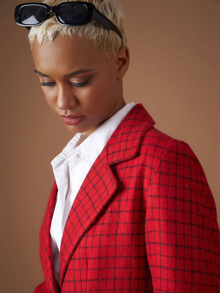SASSAFRAS Red Checked Single-Breasted Blazer