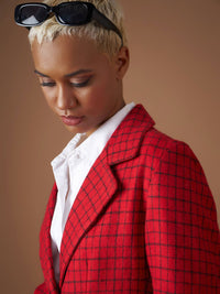 SASSAFRAS Red Checked Single-Breasted Blazer