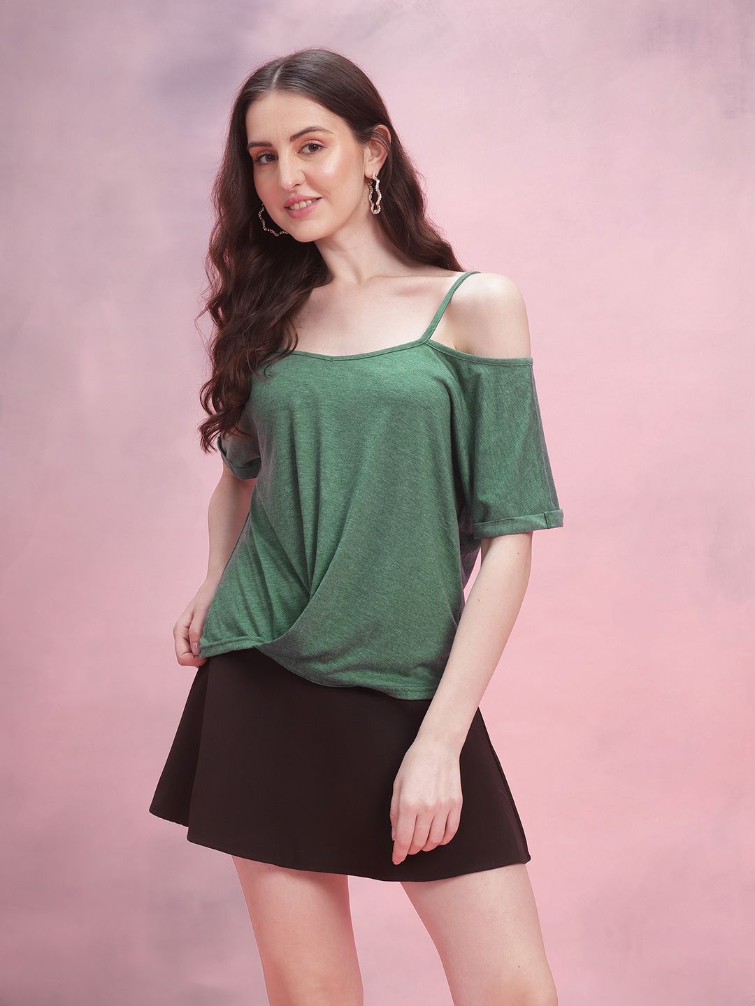 DressBerry Cold-Shoulder Gathered Top