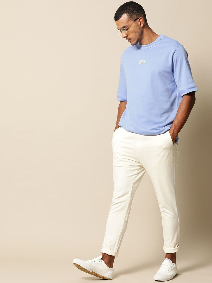 Mr Bowerbird Men Blue Pure Cotton Philosophy Crew Neck Oversized Pure Cotton T-shirt