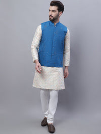 SOJANYA Sulam Kurta Lurus Dengan Jaket Churidar Dan Nehru