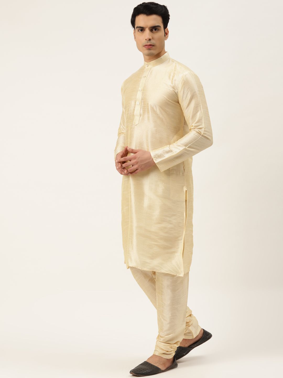 SOJANYA Set Kurta Solid Biru Lelaki Dengan Jaket Bercetak