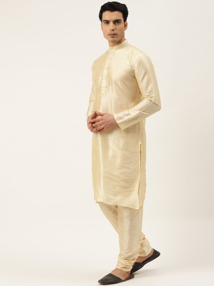 SOJANYA Men Blue Solid Kurta Set With Printed Jacket