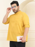 SOJANYA PLUS Lelaki Kapas Tulen Mustard Kuning Kurta