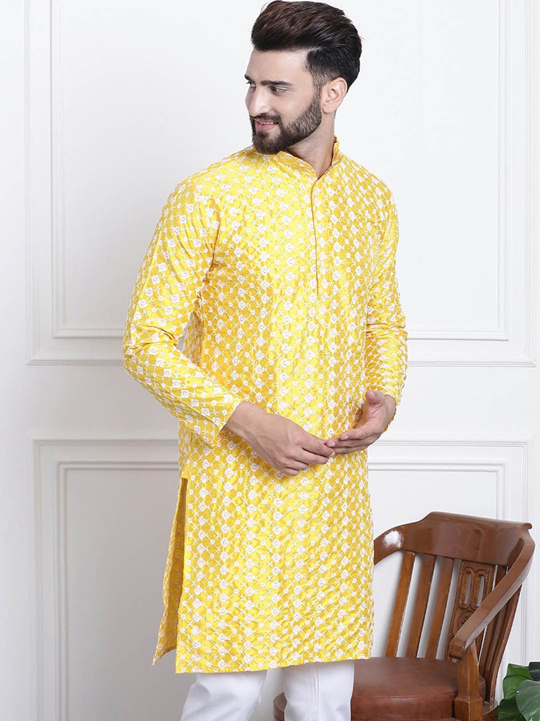 SOJANYA Kurta Kolar Mandarin Sulam Bunga