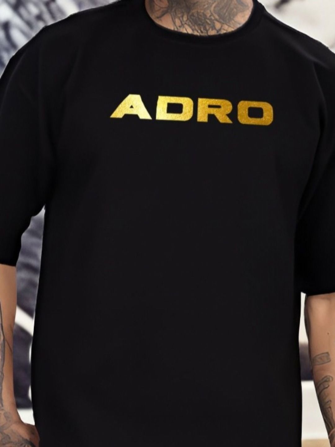 ADRO Graphic Printed Drop-Shoulder Sleeves Cotton Oversized T-shirt