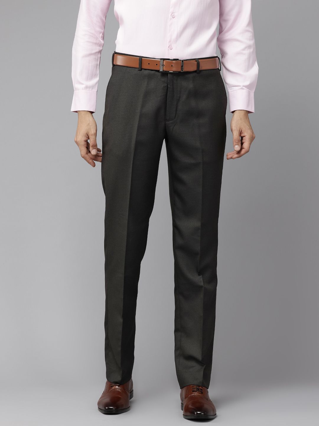 Park Avenue Men Checked Smart Fit Formal Trousers