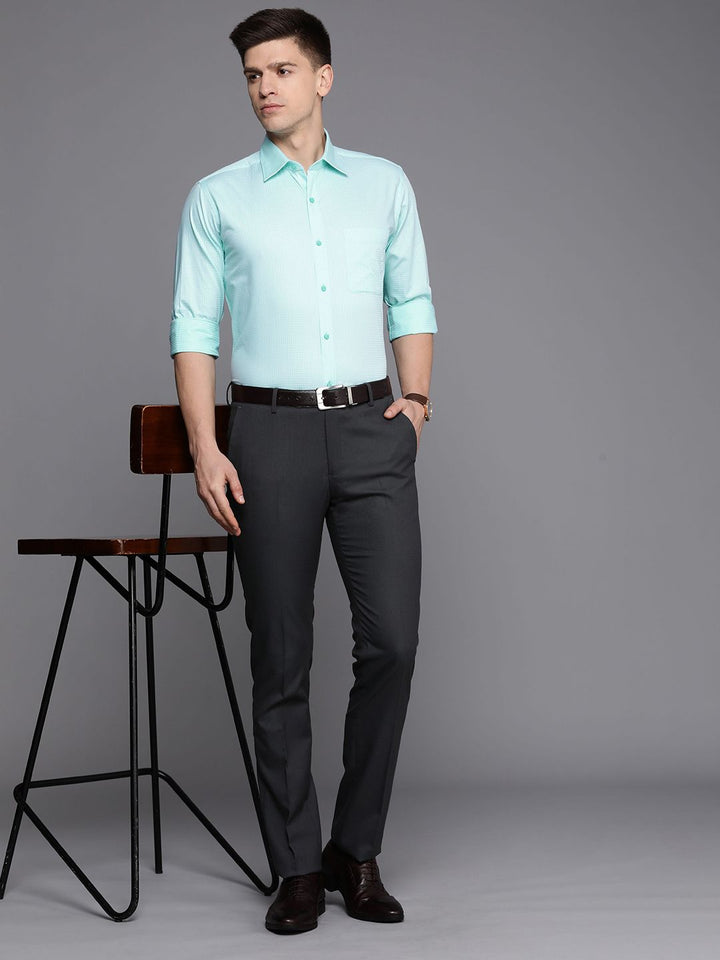 Raymond Men Slim Fit Micro Checks Pure Cotton Formal Shirt