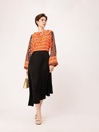 DressBerry Vibrant Vibes Printed Tie-Ups Gathers & Layer Detail Top