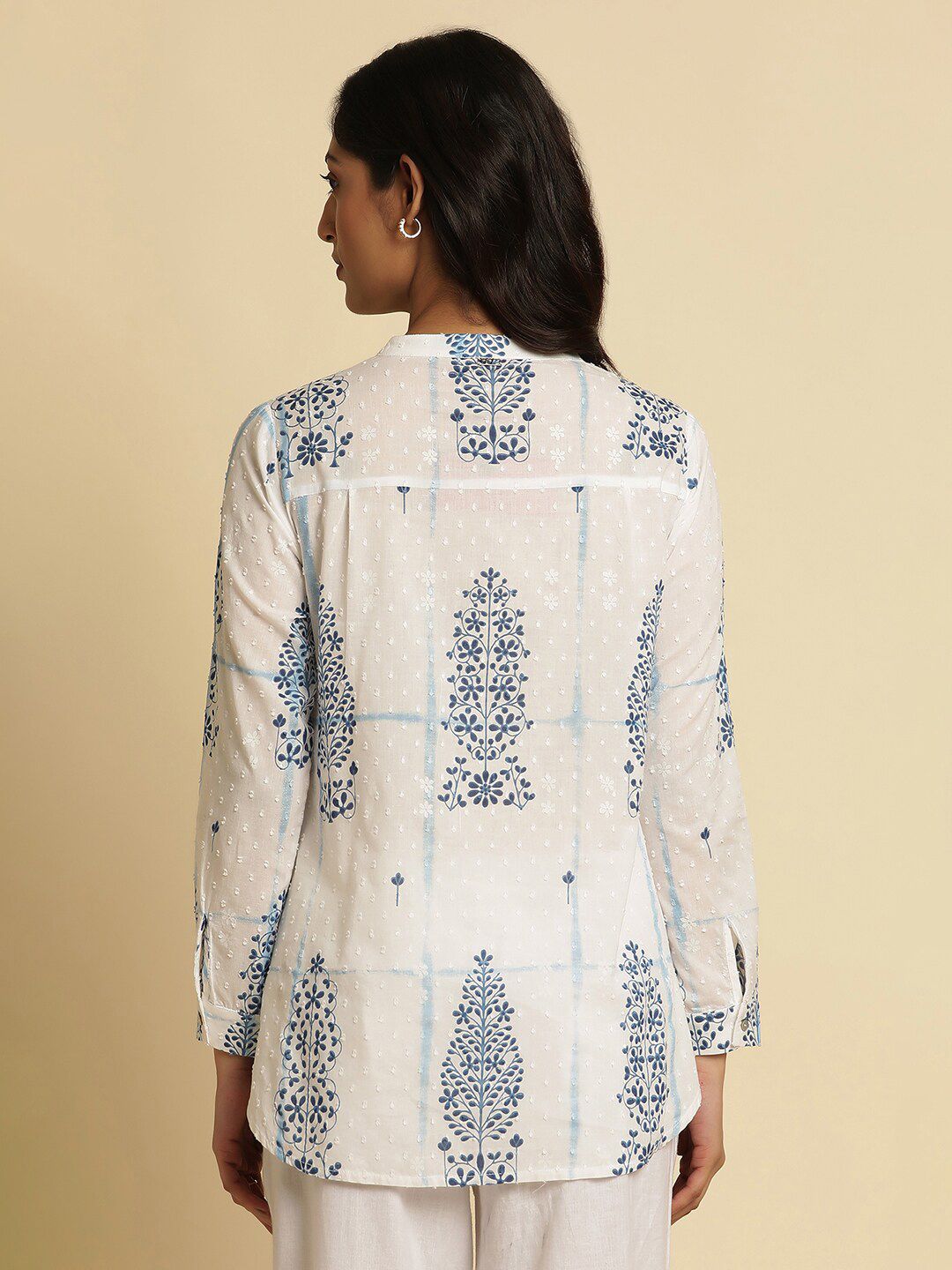 W Ethnic Motifs Printed Pure Cotton Shirt Style Top