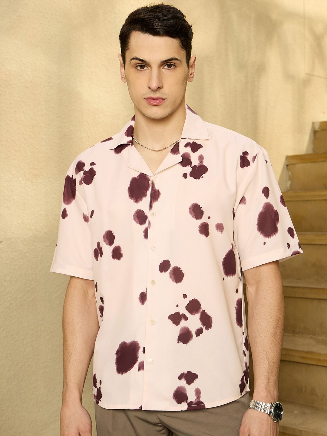 DENNISON Men Abstract Printed Drop Shoulder Oversized Shirt