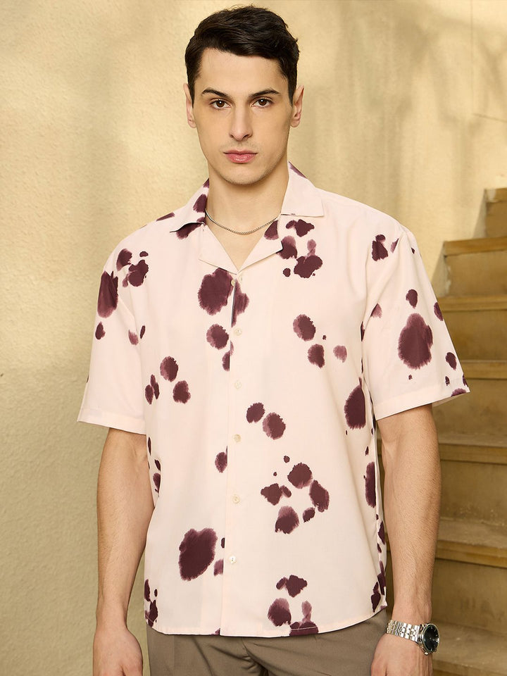 DENNISON Men Abstract Printed Drop Shoulder Oversized Shirt