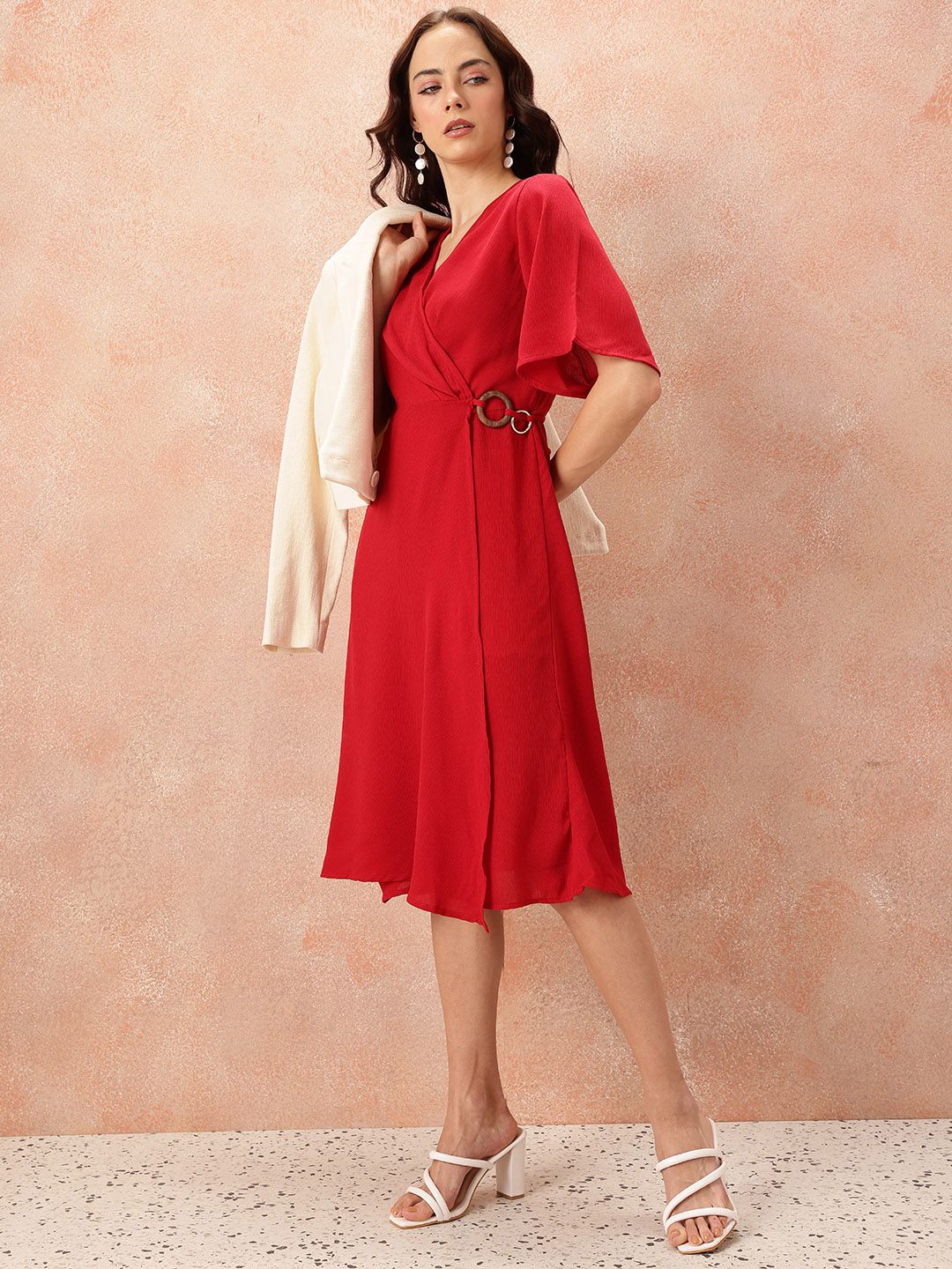 all about you V-Neck Pleated Wrap Dress