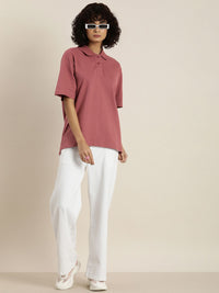 DILLINGER Womens Honeycomb Structure Oversized Polo T-shirt