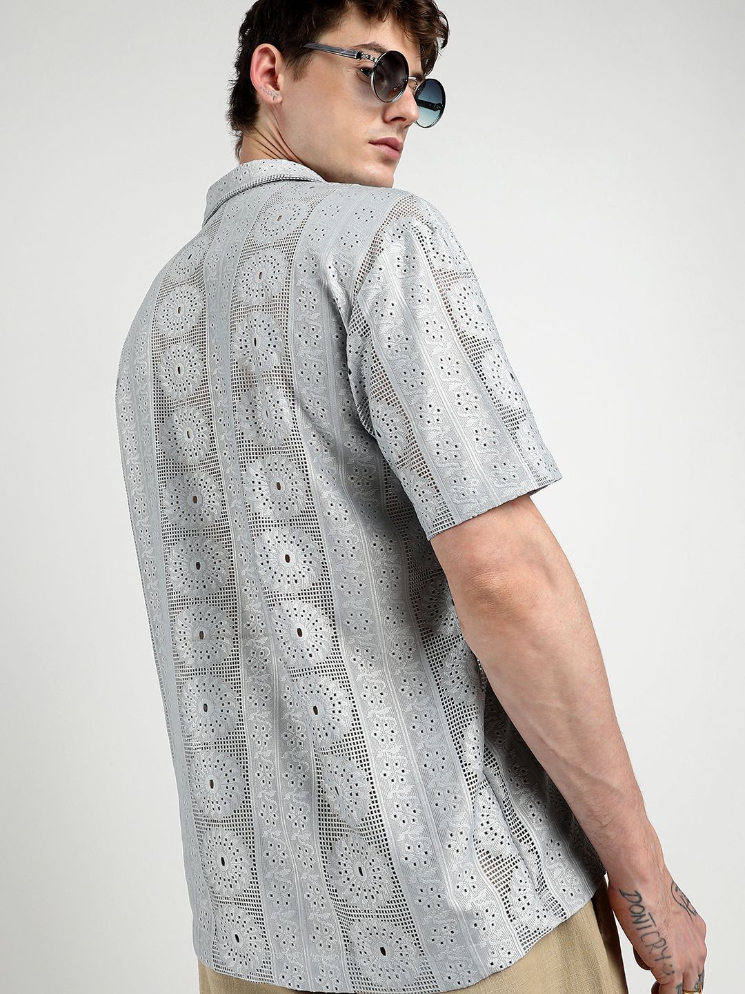 Campus Sutra Men Comfort Mandala Design Cuban Collar Oversized Casual Shirt