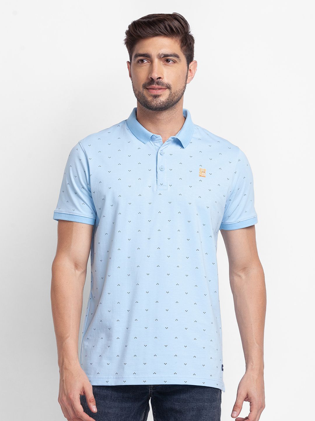 SPYKAR Conversational Printed Polo Collar Slim Fit Casual T-shirt