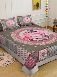 Moda Rapido X KLOTTHE Multicoloured Floral 400 TC King Bedsheet with 2 Pillow Covers