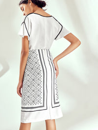 The Label Life Printed Pencil Midi Skirt