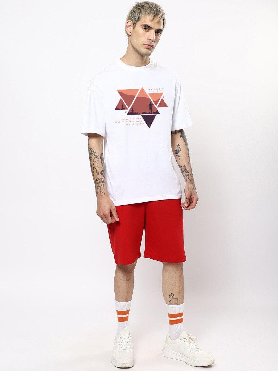 Bewakoof Wander Geometry Graphic Printed Oversized T-shirt