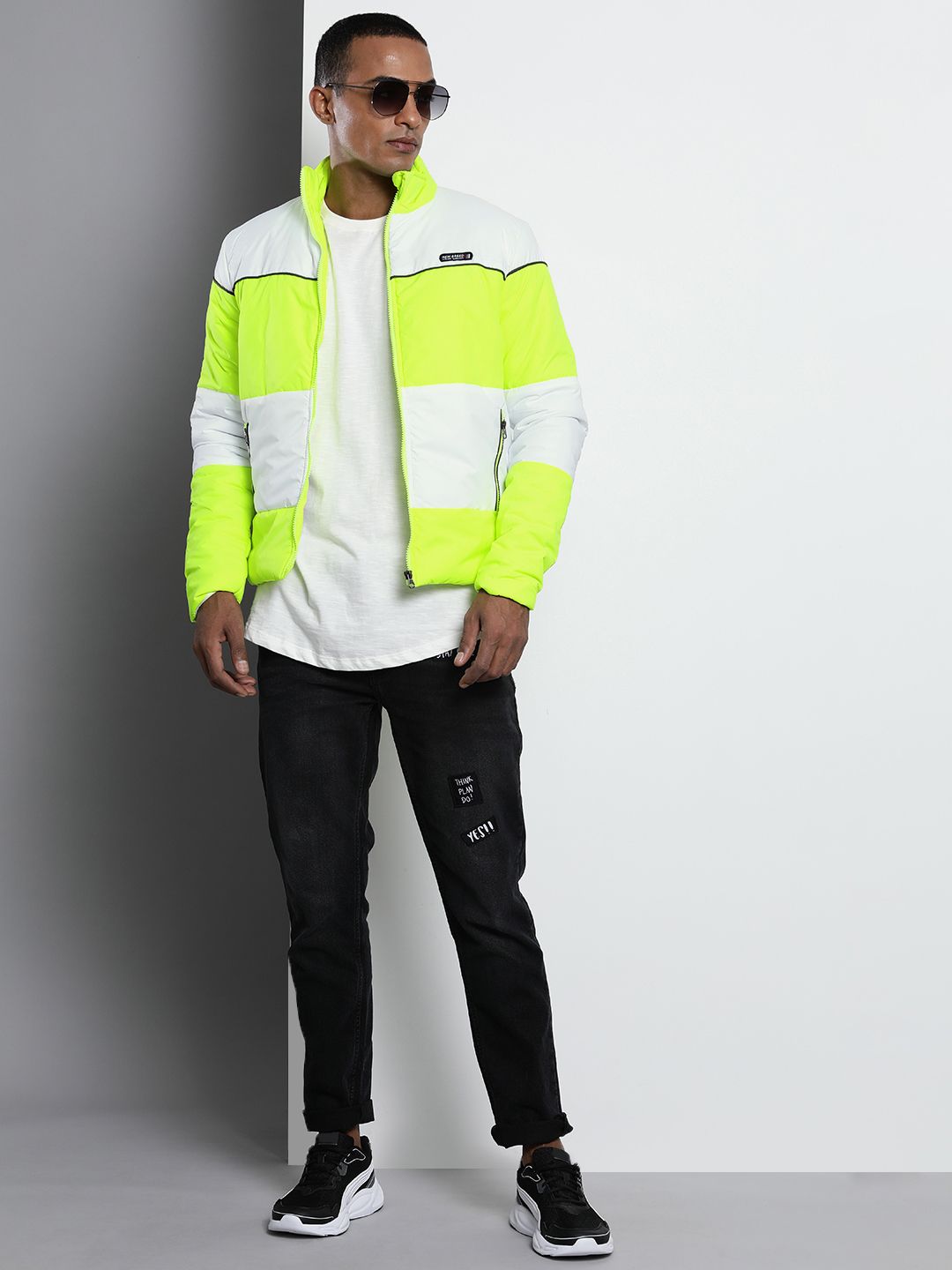 The Indian Garage Co Men Colourblock Slim Fit Bomber Jacket