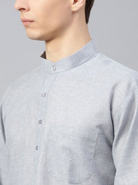 SOJANYA Men Grey Solid Straight Kurta
