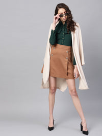 SASSAFRAS Green Ruffled Shirt Style Top