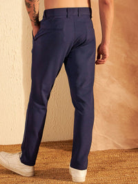 DENNISON Men Mid-Rise Textured Smart Fit Easy Wash 4-Way Lycra Trouser