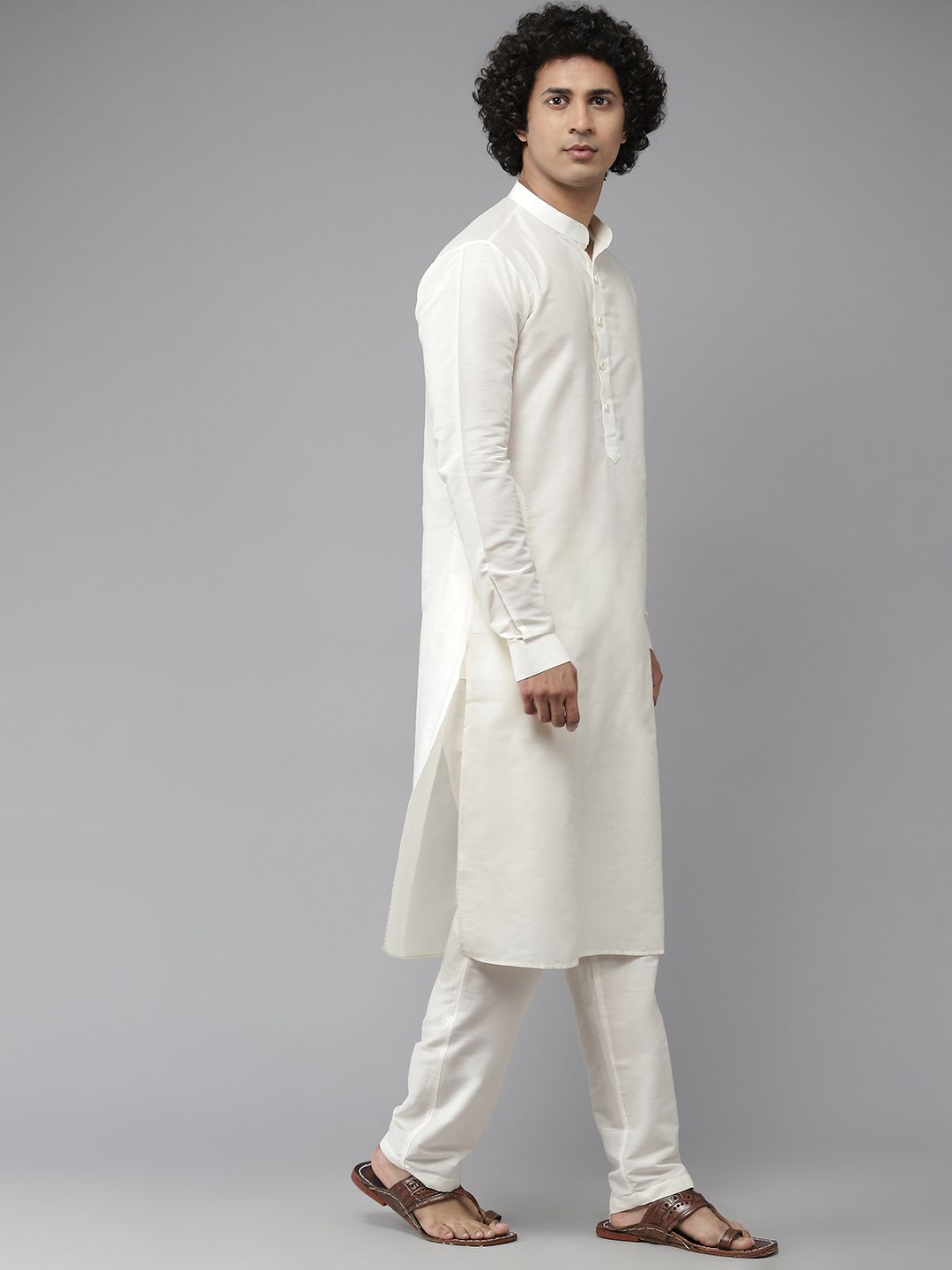 See Designs Men White Pure Silk Kurta with Pyjamas