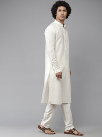 See Designs Men White Pure Silk Kurta with Pyjamas
