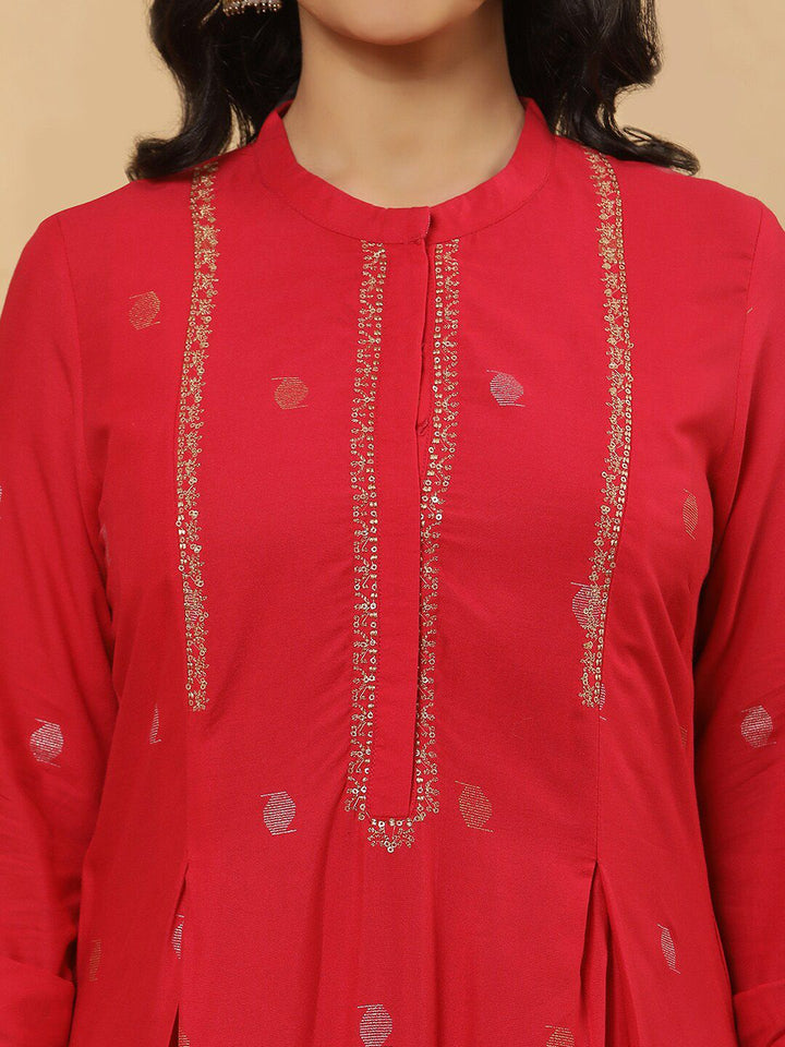 W Printed Mandarin Collar Regular Kurta with Trousers