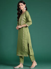 Indo Era Ethnic Motifs Embroidered Gotta Patti Kurta With Trousers & Dupatta