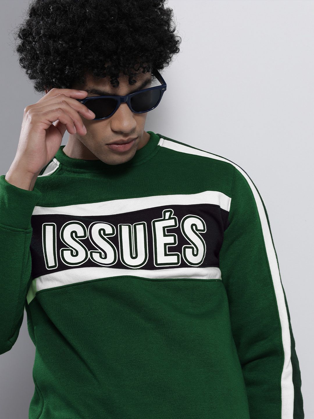 The Indian Garage Co Men Teal Colourblocked Sweatshirt