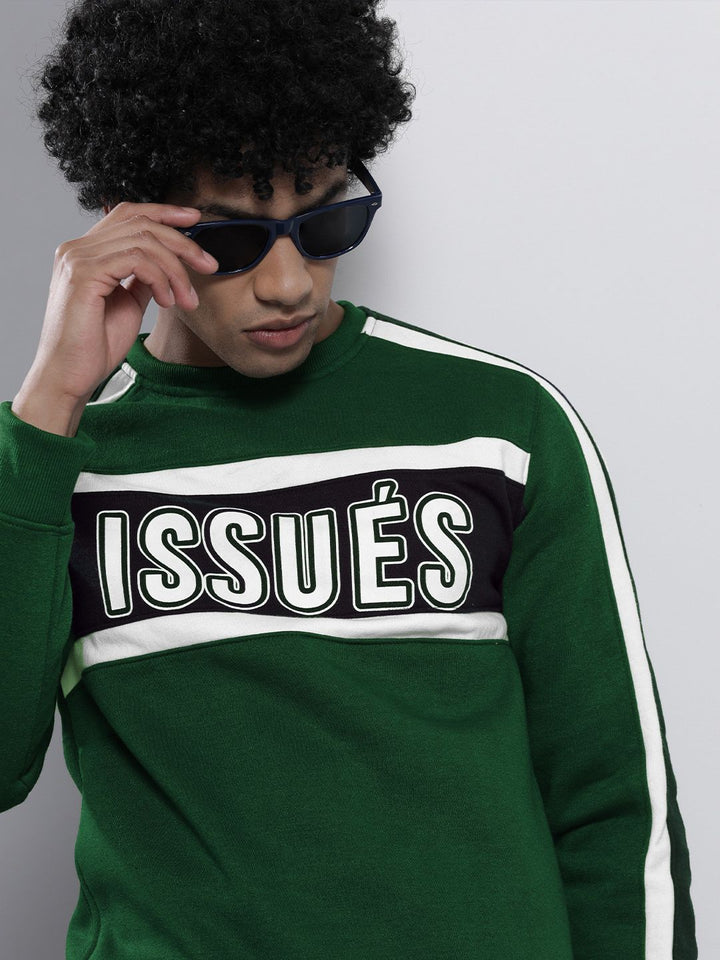 The Indian Garage Co Men Teal Colourblocked Sweatshirt