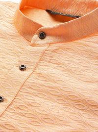 SOJANYA Men Peach-Coloured Woven Design Straight Kurta