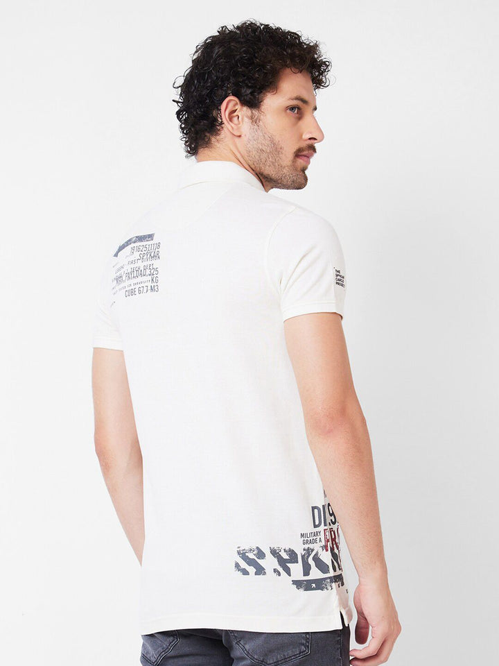 SPYKAR Typography Printed Polo Collar Cotton Slim Fit T-shirt