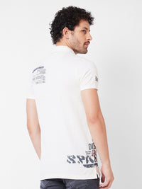 SPYKAR Typography Printed Polo Collar Cotton Slim Fit T-shirt